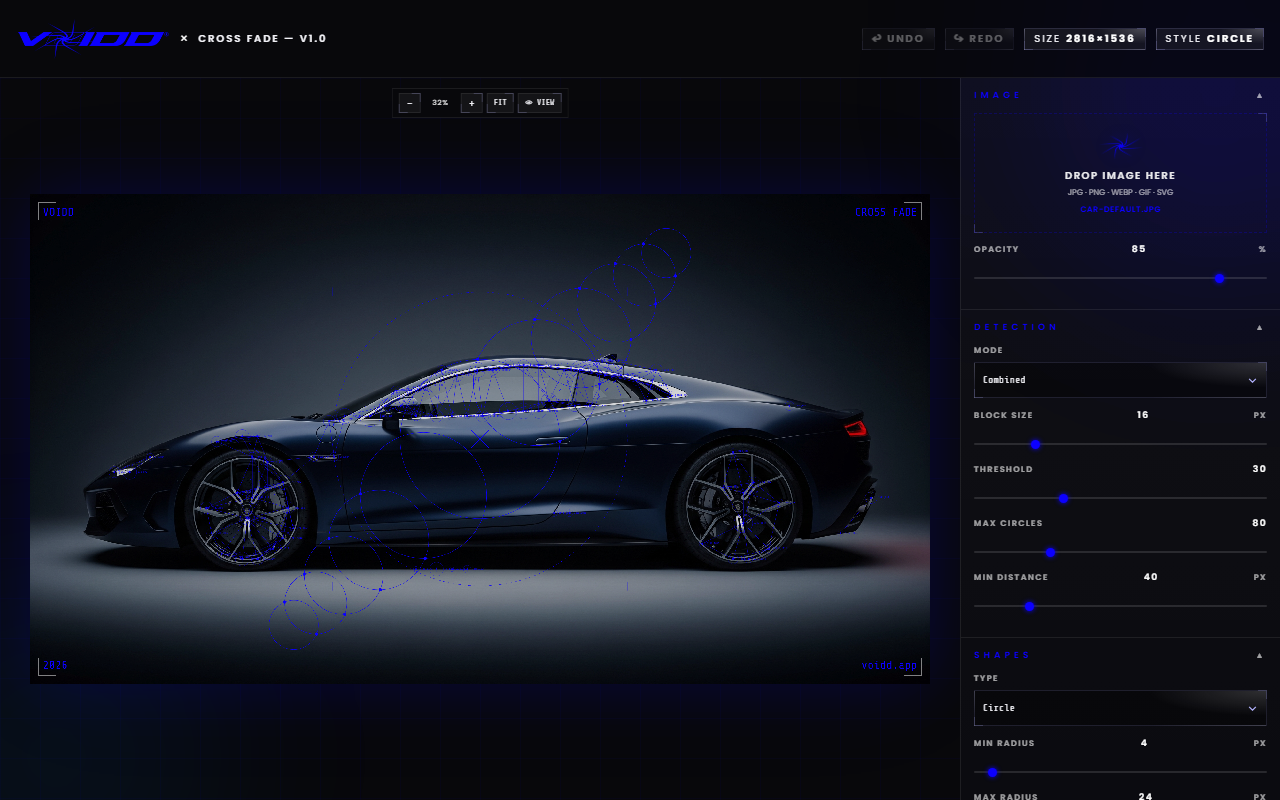 Cross Fade, a detection HUD overlay generated in the browser