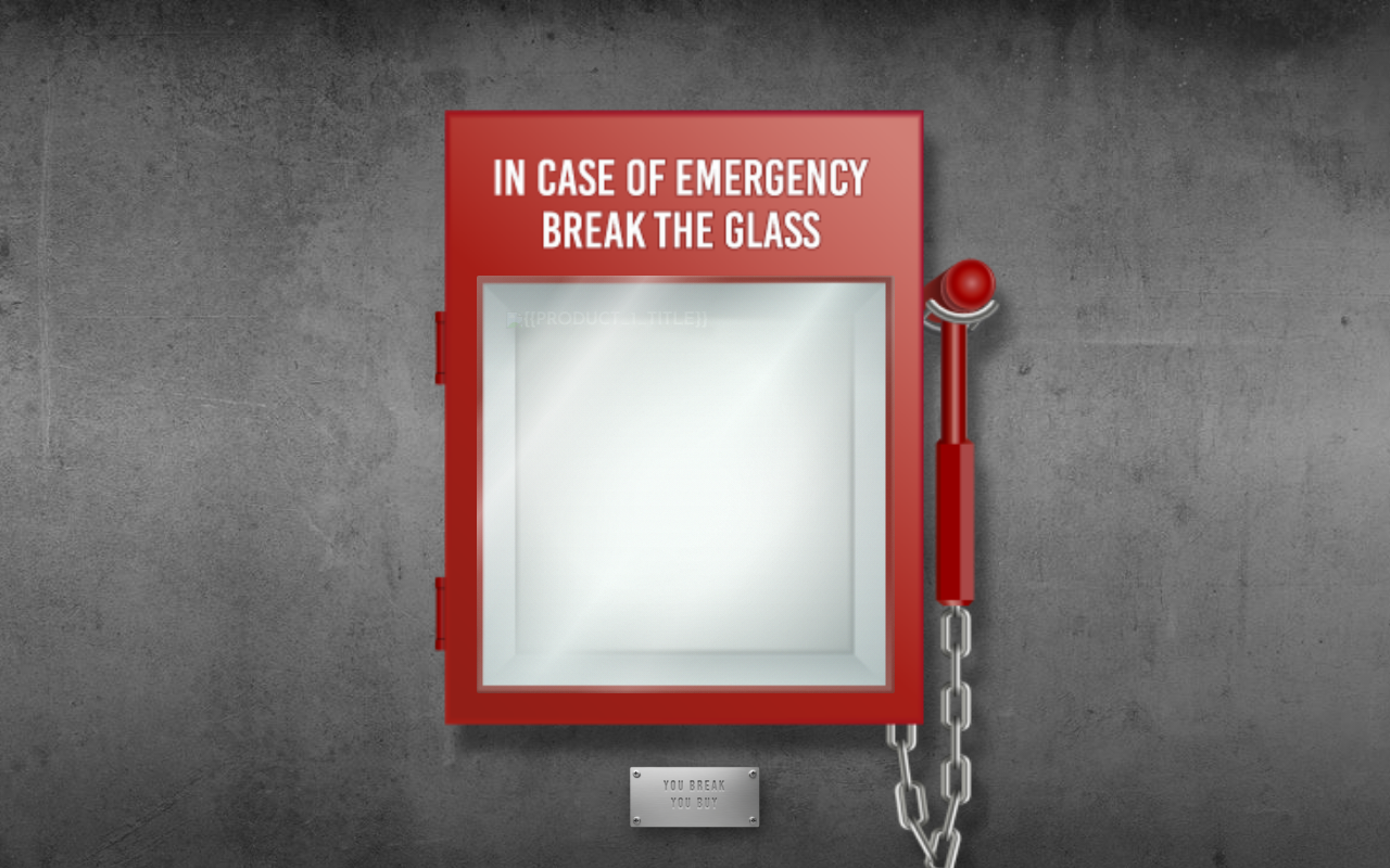 Emergency animated Shopify section: break-glass alert framing around a sneaker drop