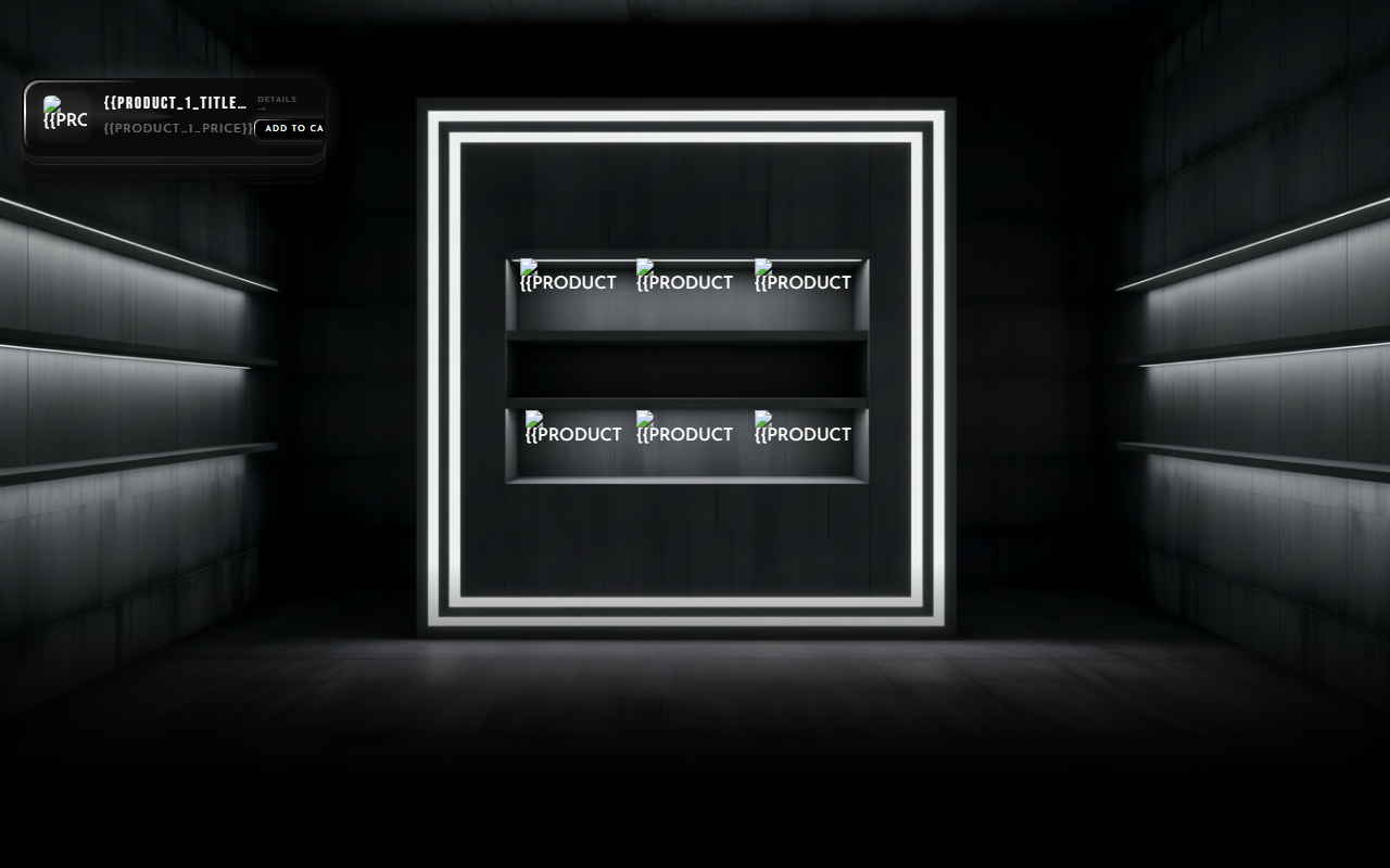 Universal animated section: a row of products under glass with a spotlight treatment on the selected one