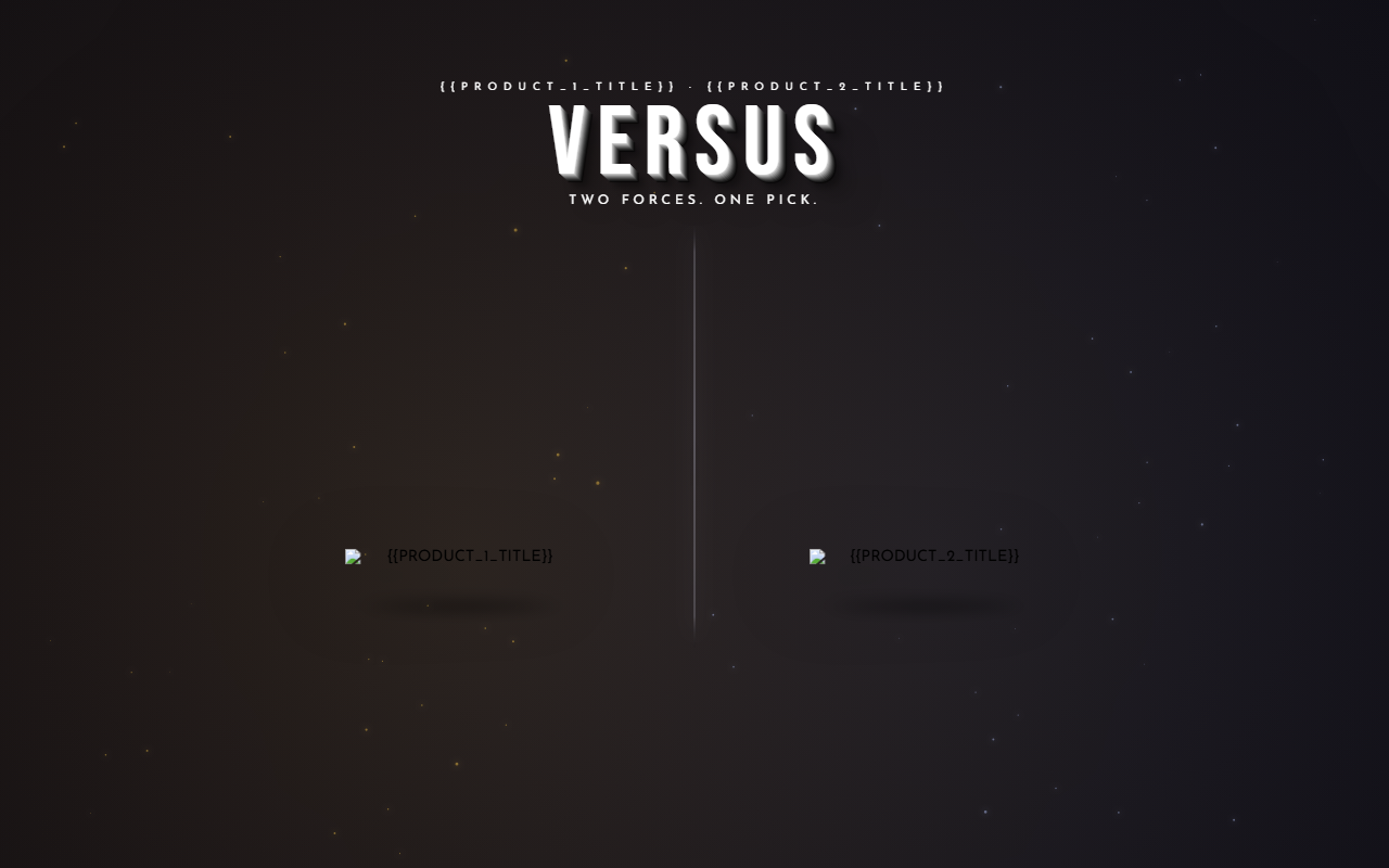 Versus animated comparison section: two fragrance bottles facing off in a split arena that reacts to the cursor